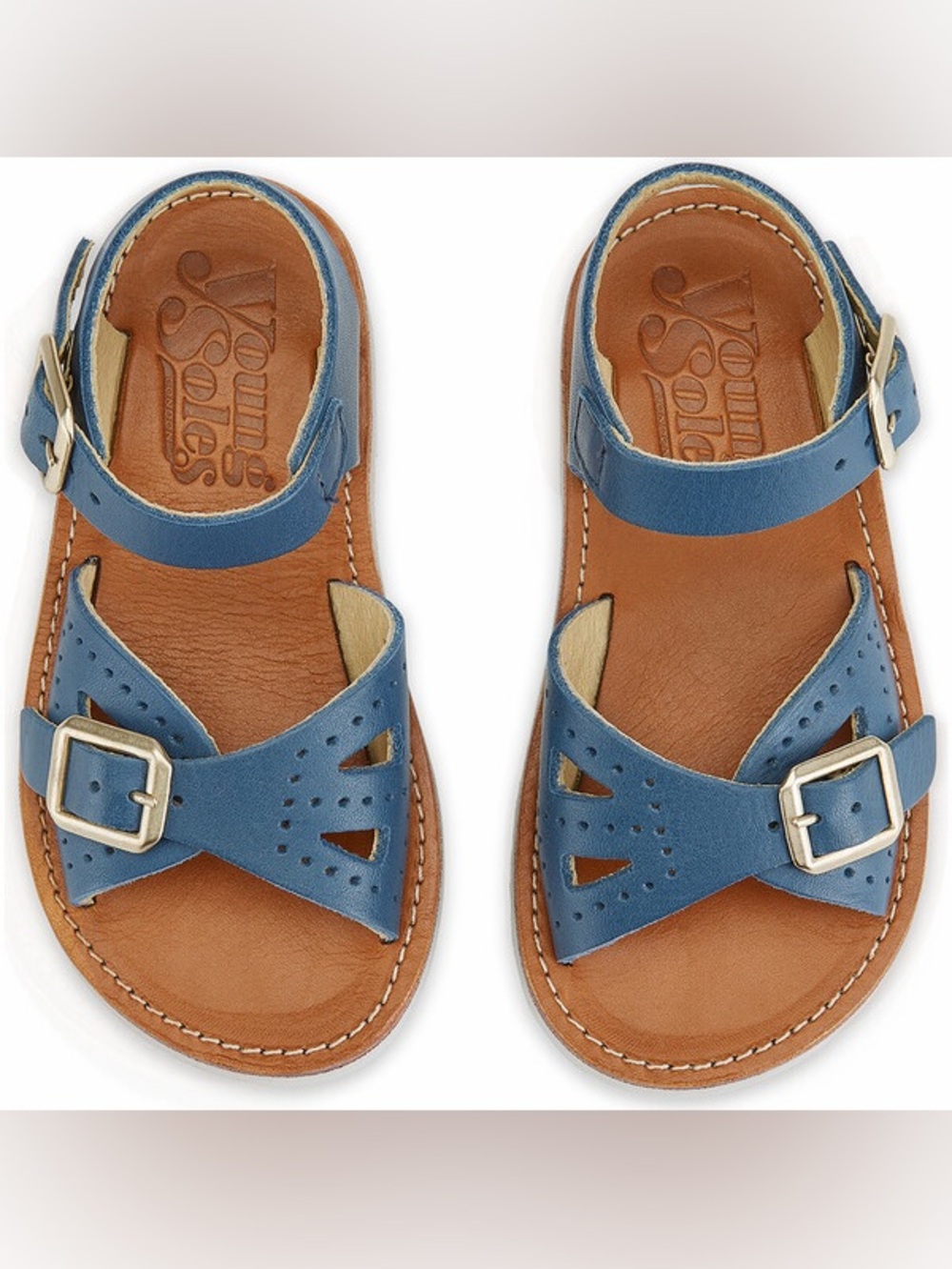 Young Soles Pearl Sandal Ocean Blue Leather Unisex Sandals | EU 23 US 7